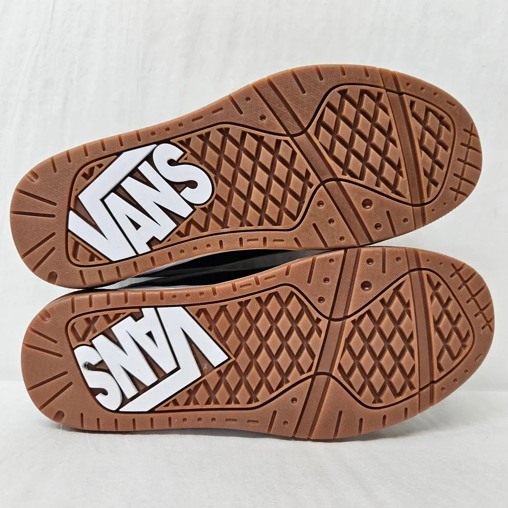 Vans Hylane Leather Sneakers VN000D269X1 Black White Gum Womens Size 7.5